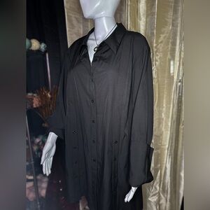 Beautiful Long Black SHEIN Curve Button Down Blouse Size 4XL